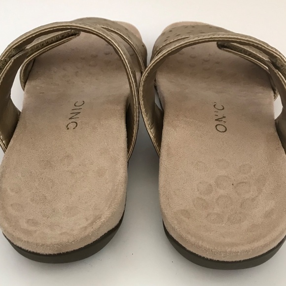 Vionic Randi Orthotic Comfort Slide Sandals Leather Metallic Gold Size 7 - Picture 9 of 16